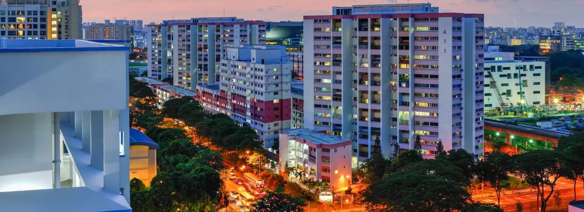 Panoramic aerial view dense of apartment building blocks