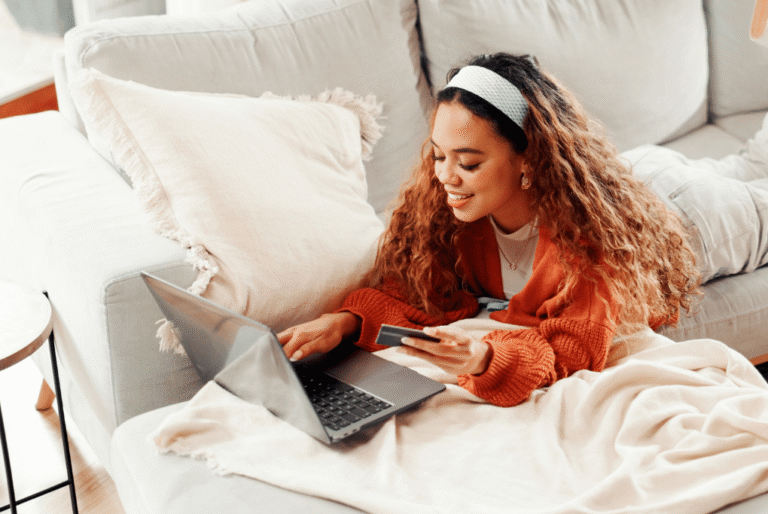 Girl making an online purchase