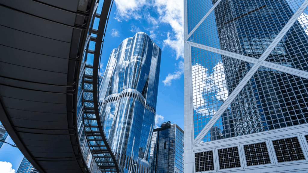 Modern financial skyscrapers in Hong Kong