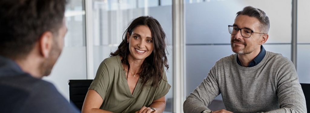 People are engaged in a business meeting.