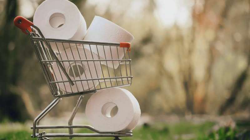 Toilet paper on shopping cart