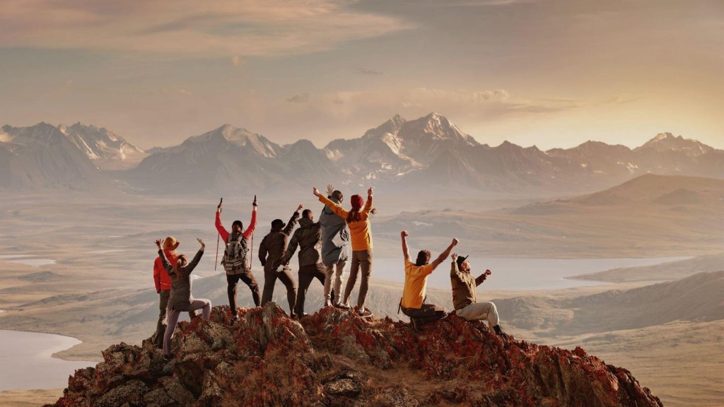 Group of people on mountain