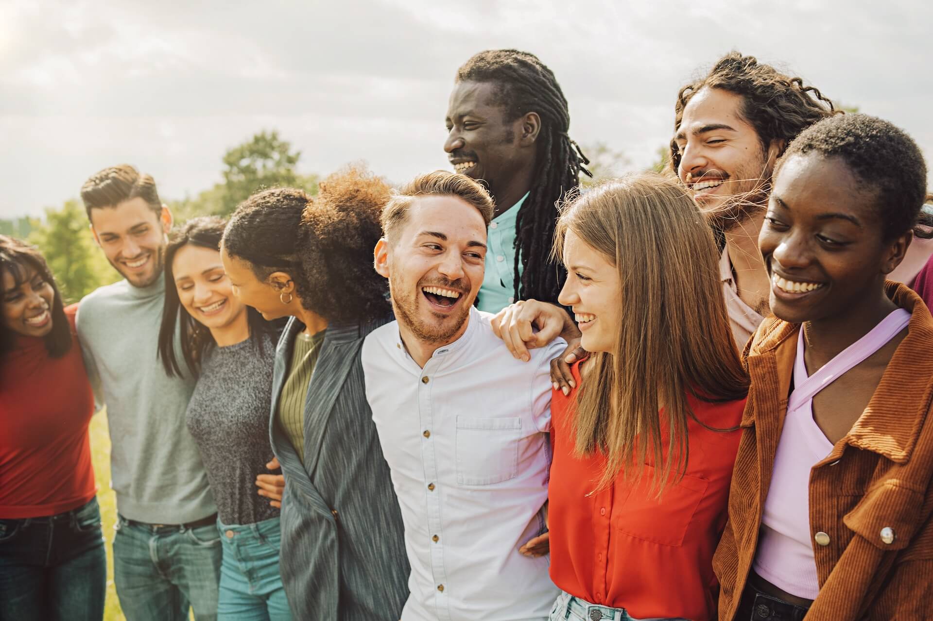Group of young friends of different races and cultures