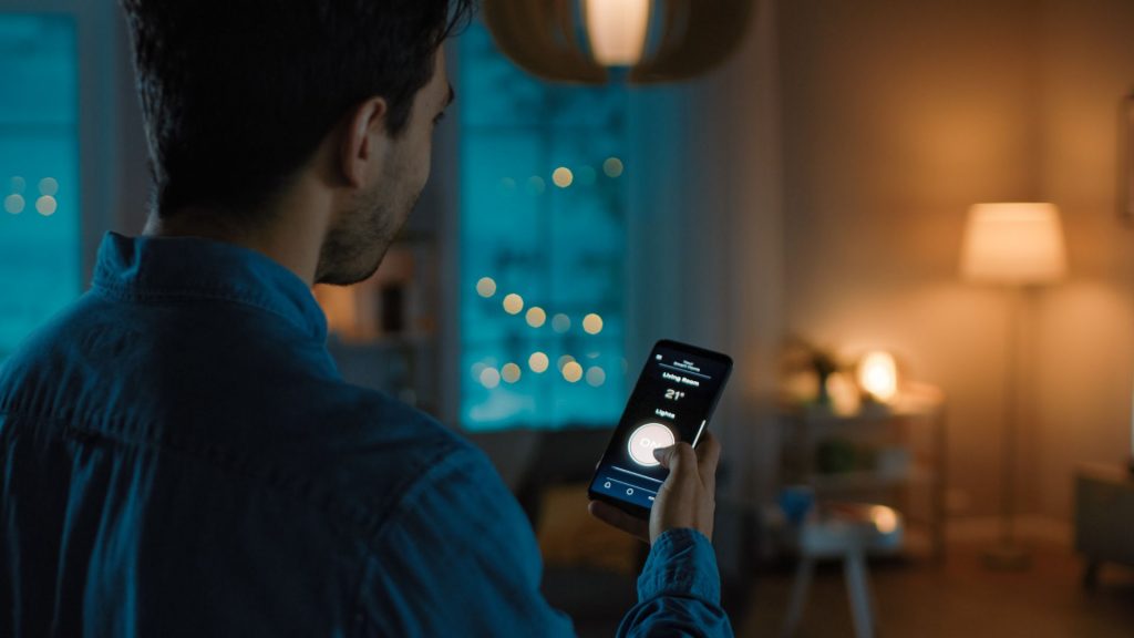 Man using smart technology on phone