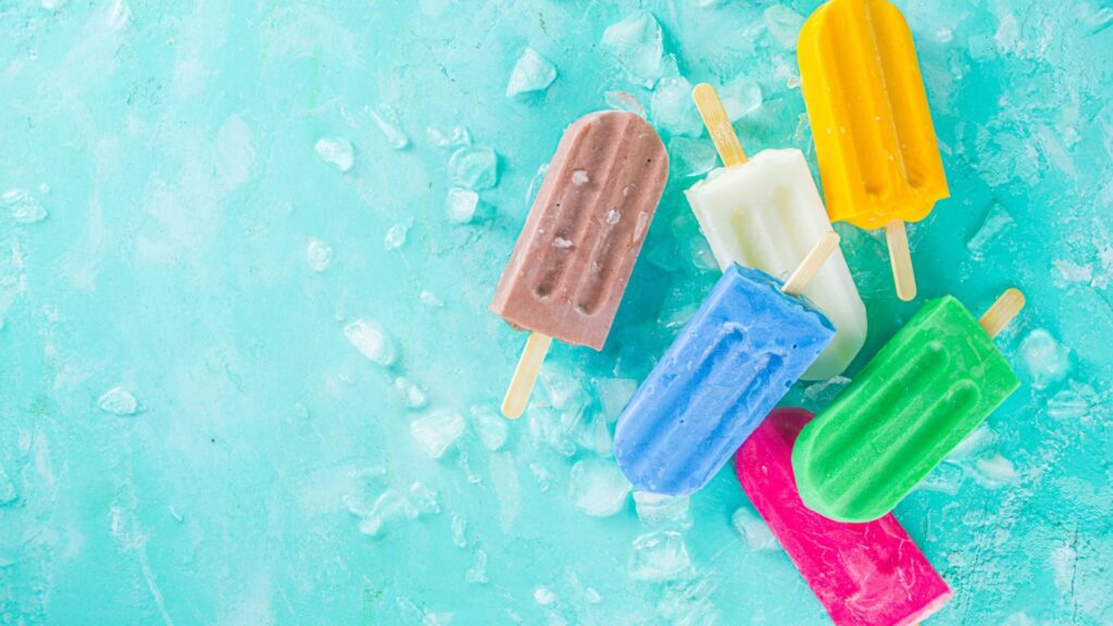 Selection of bright multicolored ice cream popsicle