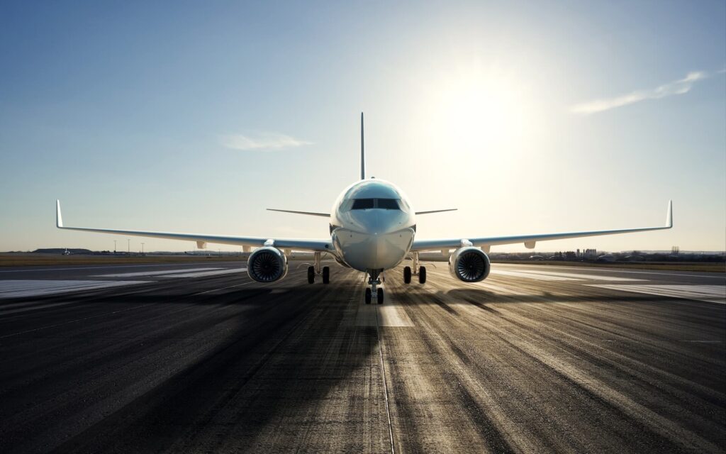 airplane parked on the airport runway
