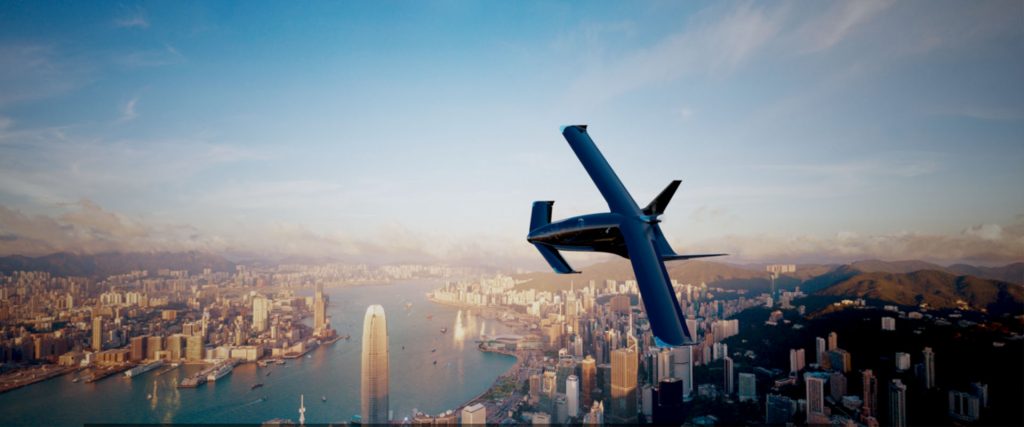 eVTOL aircraft in the sky