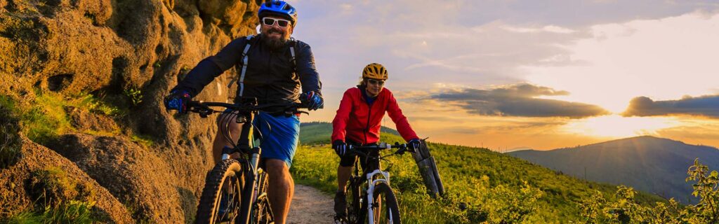 cyclists on a mountain