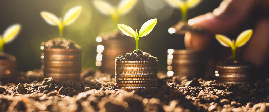 stacked coins in the ground