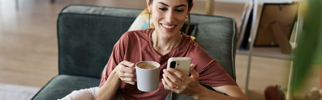 woman doing a video survey on her phone