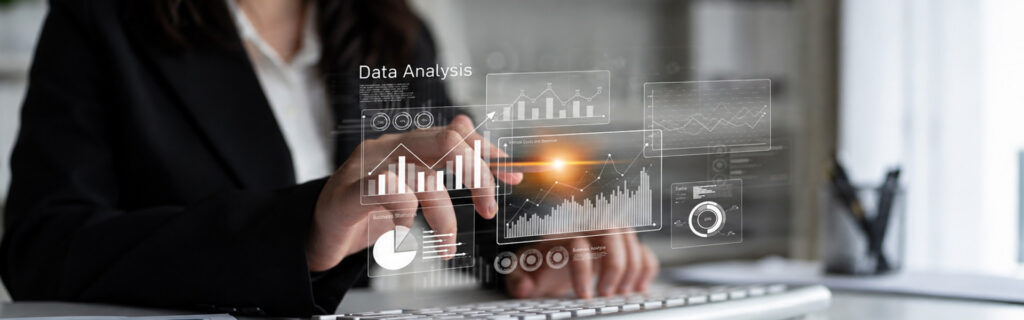 Researcher analysing data at a desk