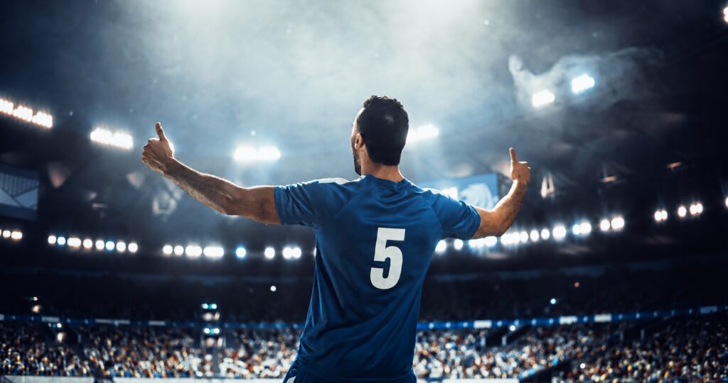 World cup football fans cheering in the stadium