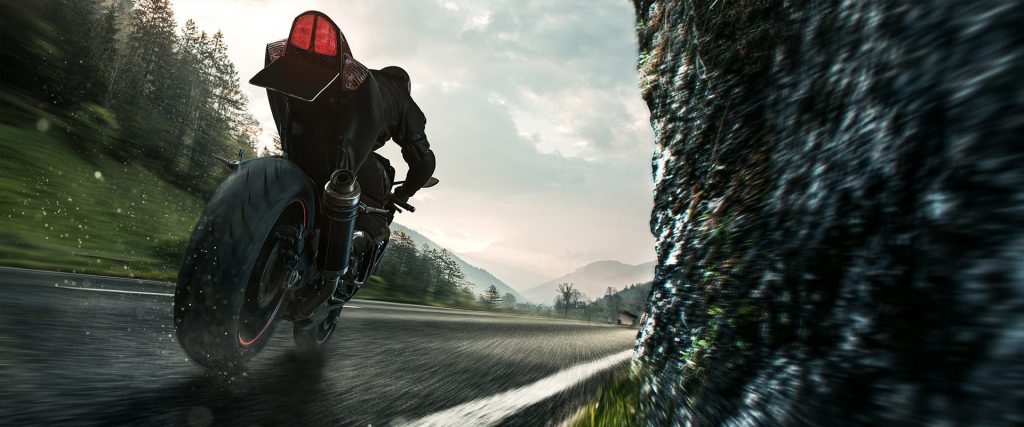 motorcyclist on a country road