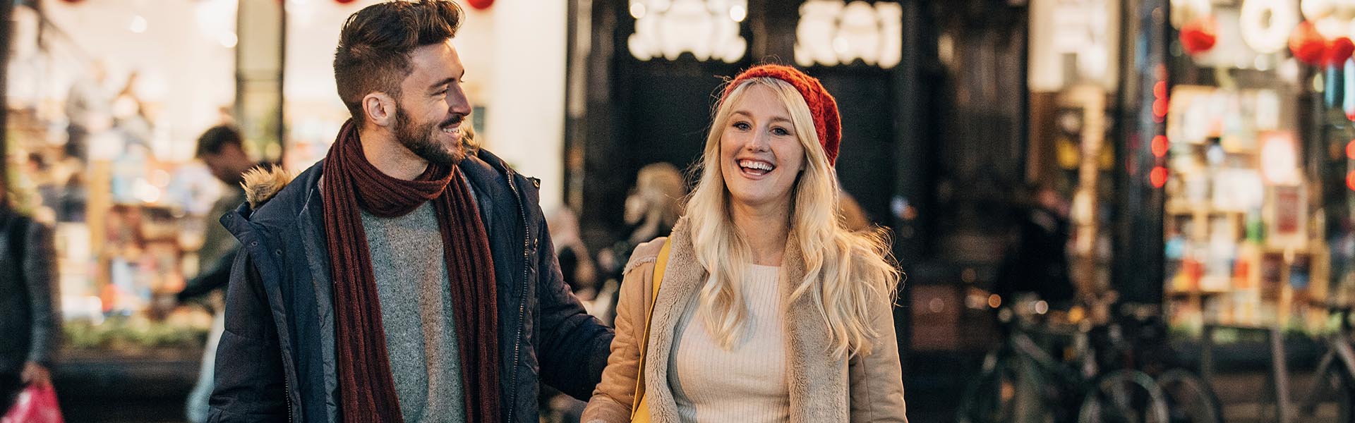 Couple shopping for Christmas in the UK
