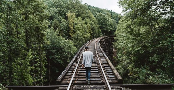 walking on train tracks