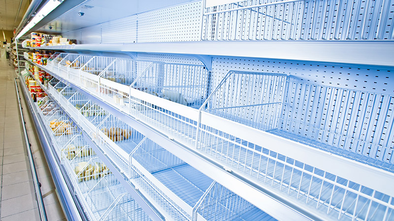 Empty supermarket shelves