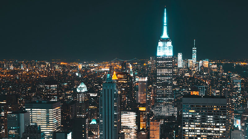 New York skyline at night