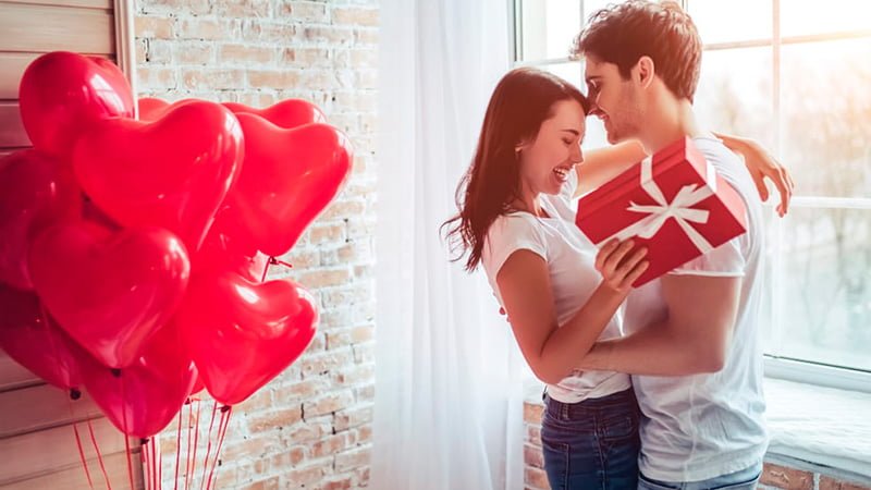 young couple celebrating valentines